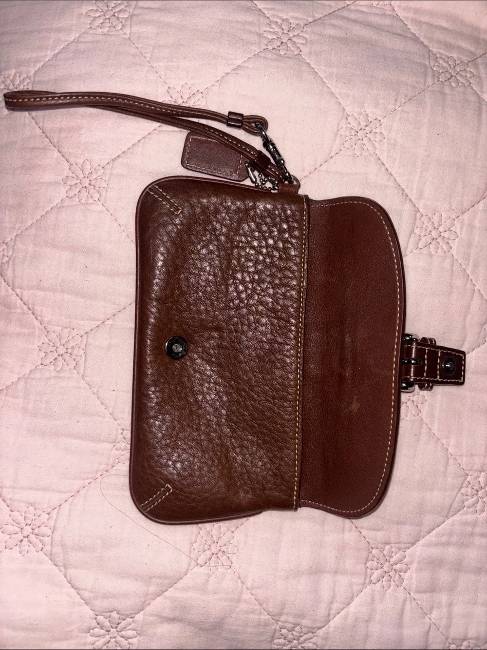 Vintage Coach Leather Wristlet- Brown